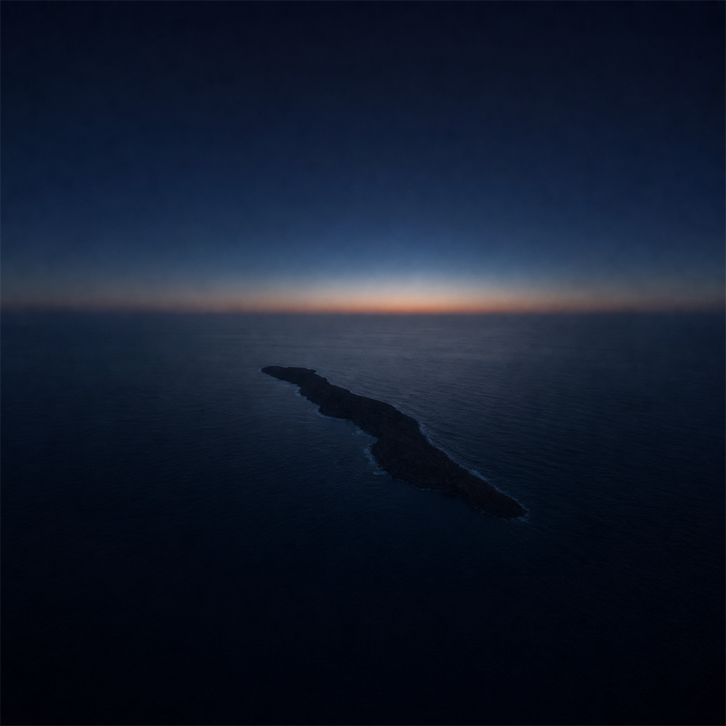 破曉時分高空俯瞰島嶼